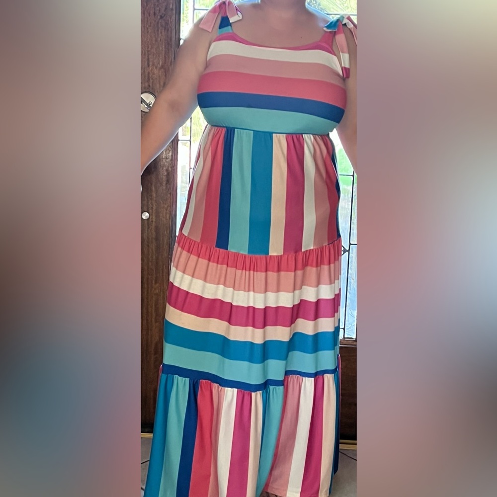 Multicolored dress.